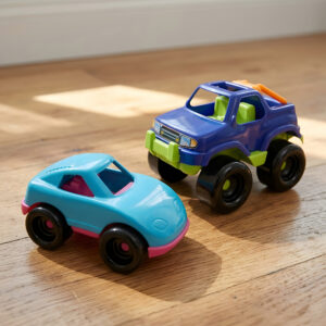Car and Pickup Vehicle Set displayed in a sun-fillder kids room.